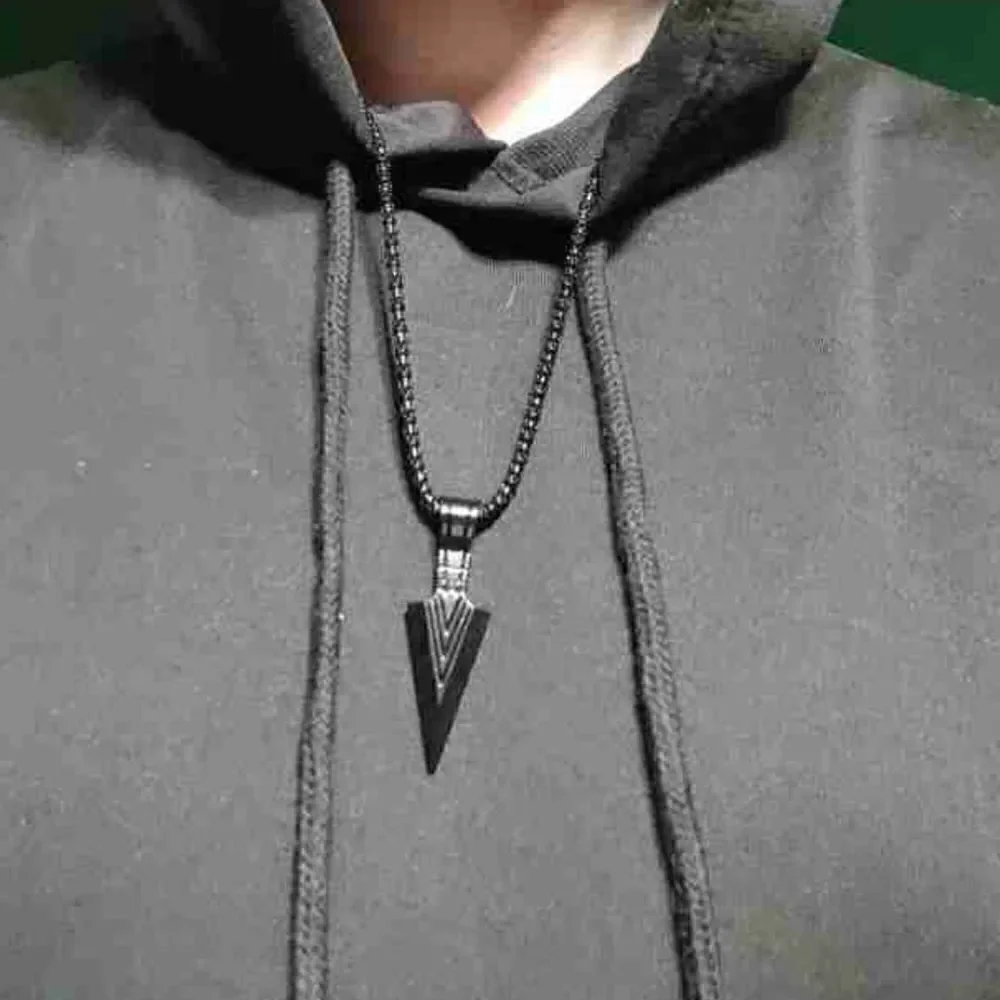 Arrow charm and necklace black zinc allow men’s